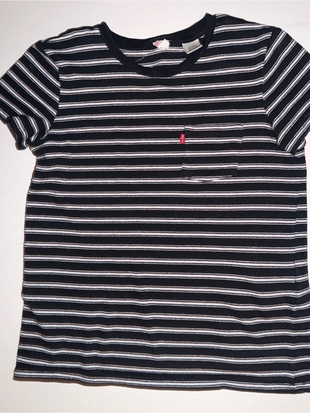 Levi's Kids Black and White Striped Pocket Tee